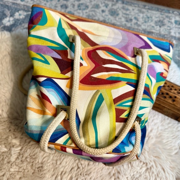 Missoni Multicolor Abstract Bucket leather canvas Shoulder Bag - Picture 2 of 15